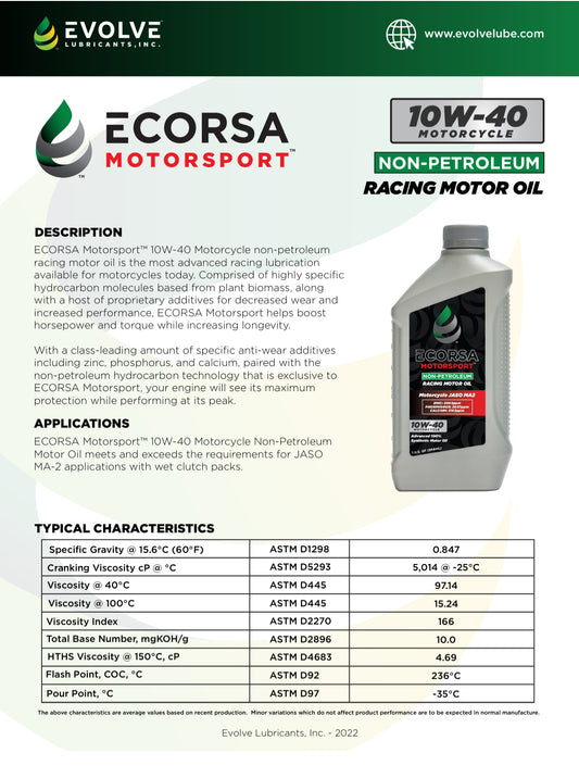 Ecorsa Motorsport Motorcycle 10W-40